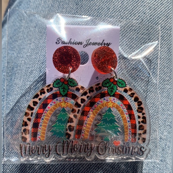 Merry Christmas Acrylic Earrings - Picture 2 of 2